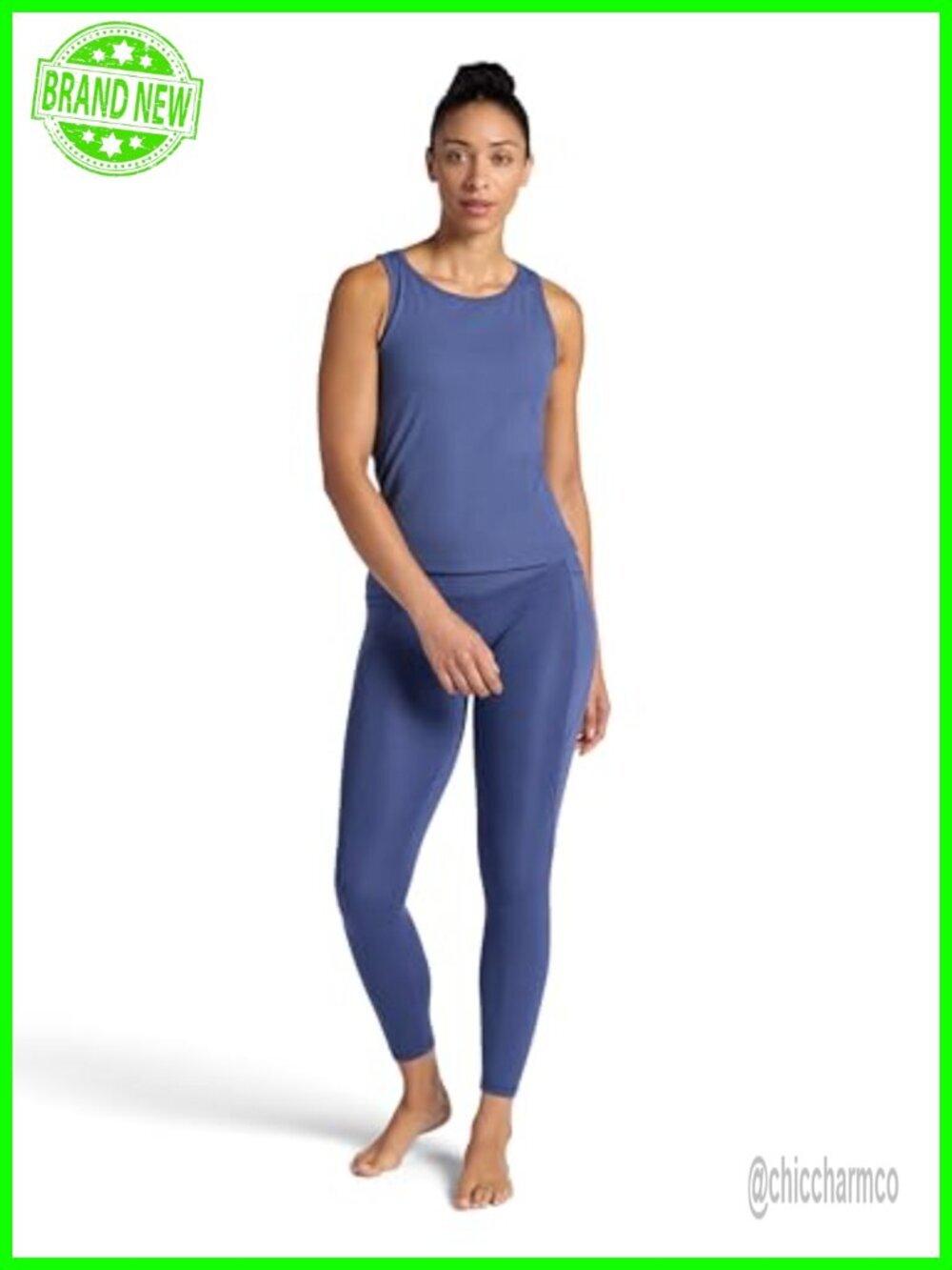 Cropped Ribbed Tank Top, Racerback, Moisture-Wicking Midweight - Picture 3 of 4